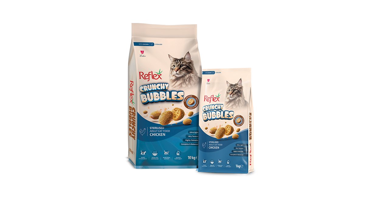 Reflex Crunchy Bubble Sterilised Chicken, Çəki ilə 1kg