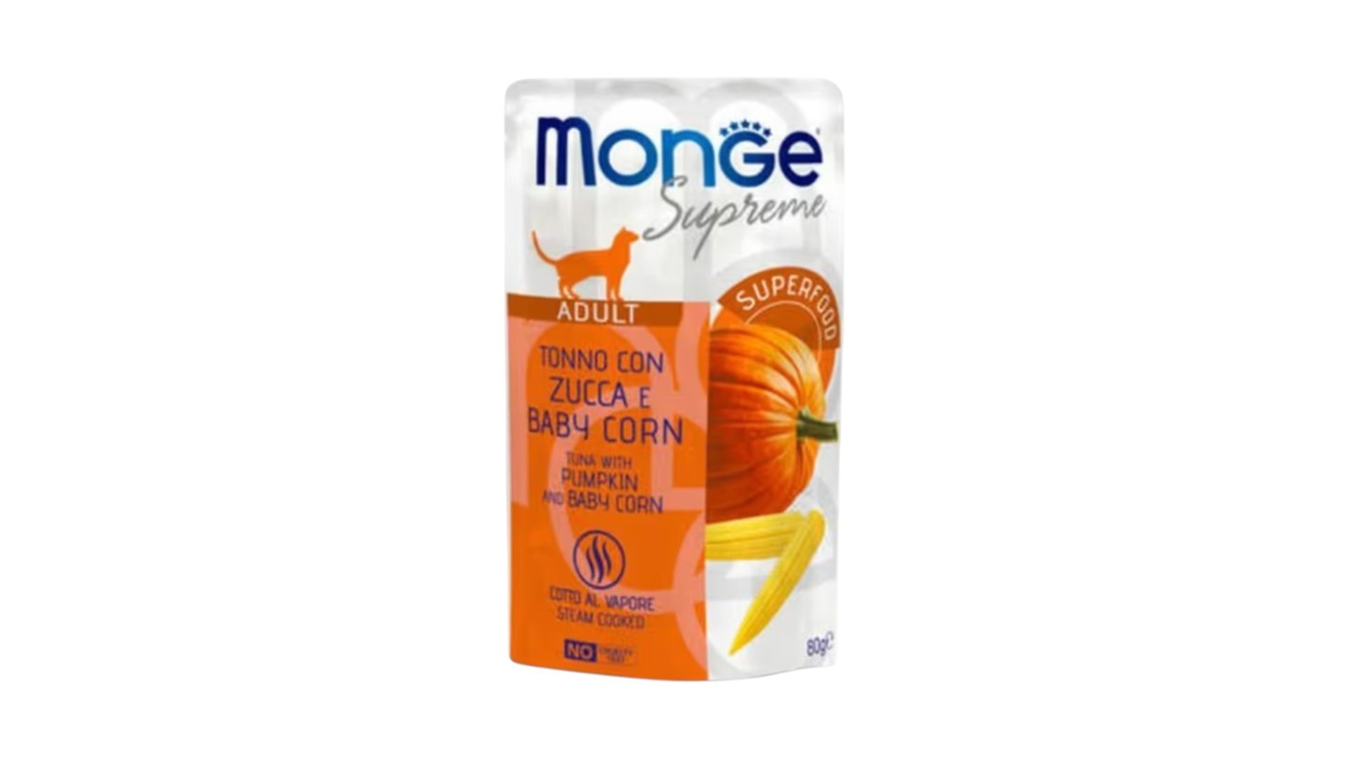 Monge Supreme Adult Cat Food with Tuna, Pumpkin and Baby Corn 80g