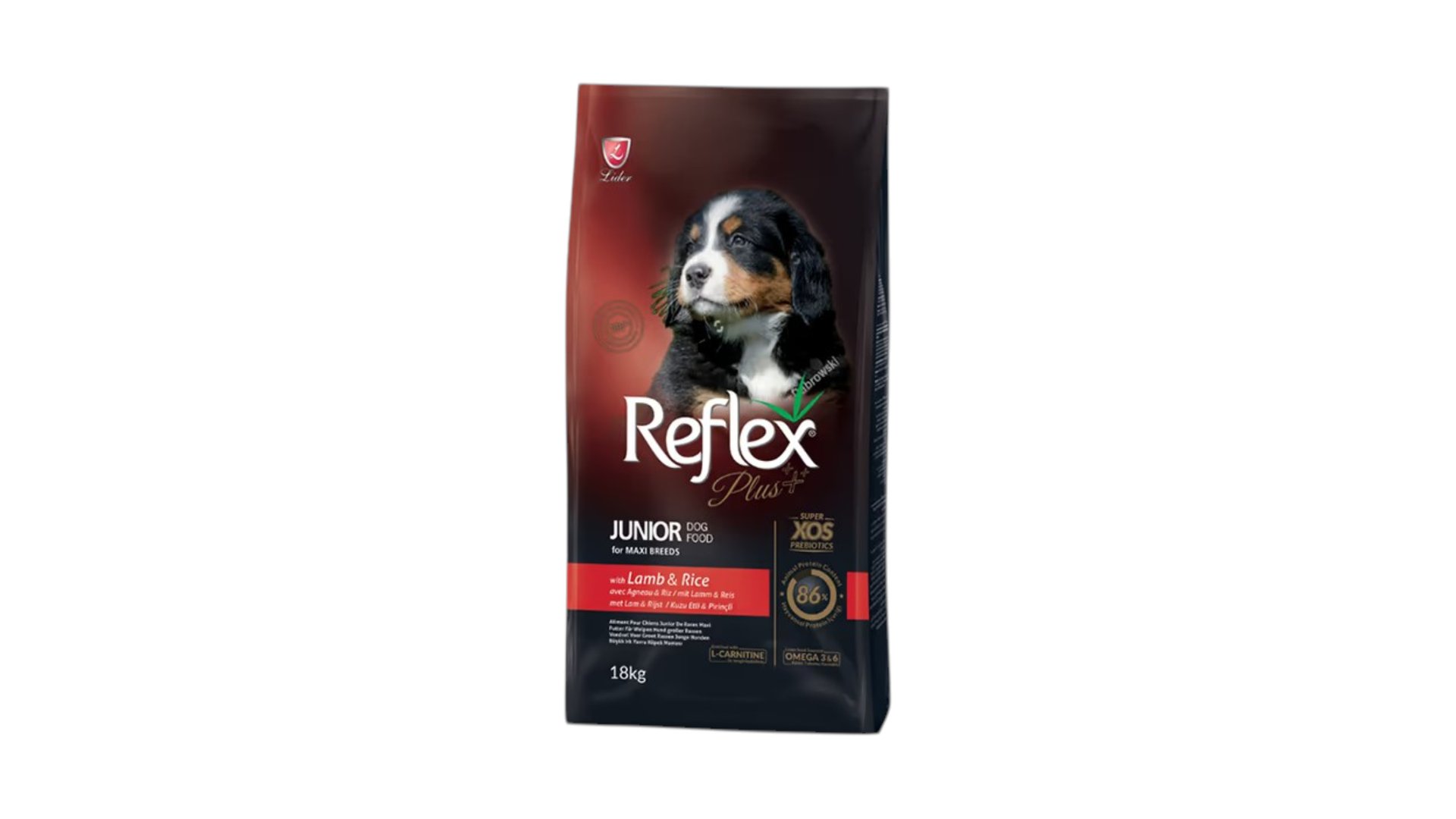 Reflex Plus Junior Medium & Large Breeds bala itlər üçün quzu əti və düyü dadi ilə. 1kq, Çəki ilə