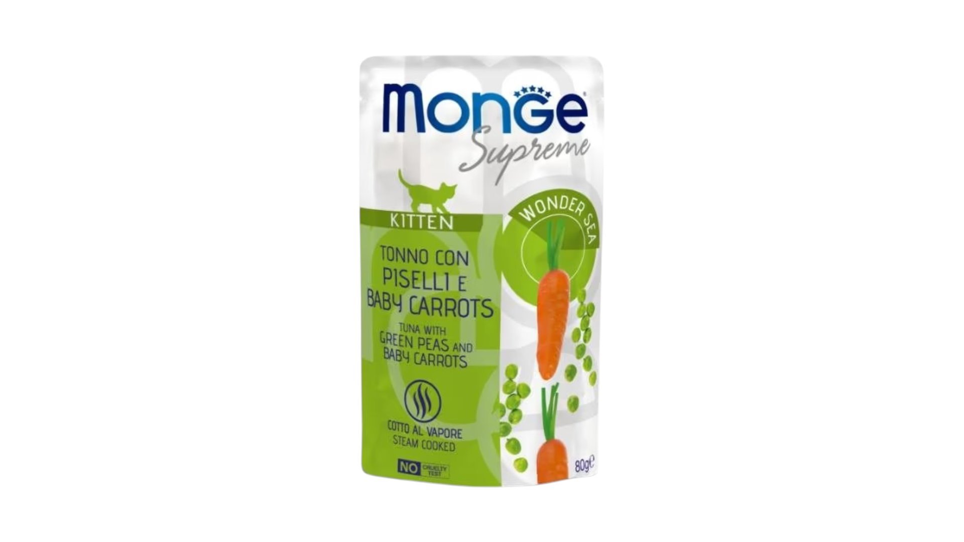 Monge Supreme Kitten Food with Tuna, Peas and Baby Carrots 80gr