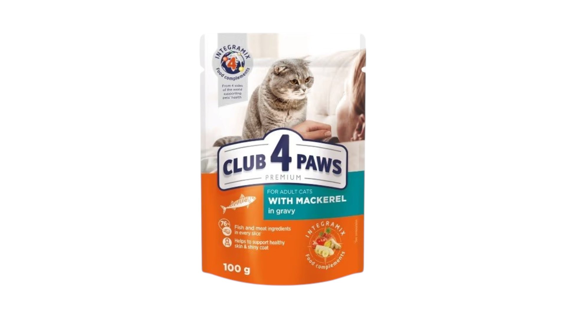 Club 4 Paws Yetkin Pişiklər üçün Skumbriya Balığı ilə Nəm Yem 100qr