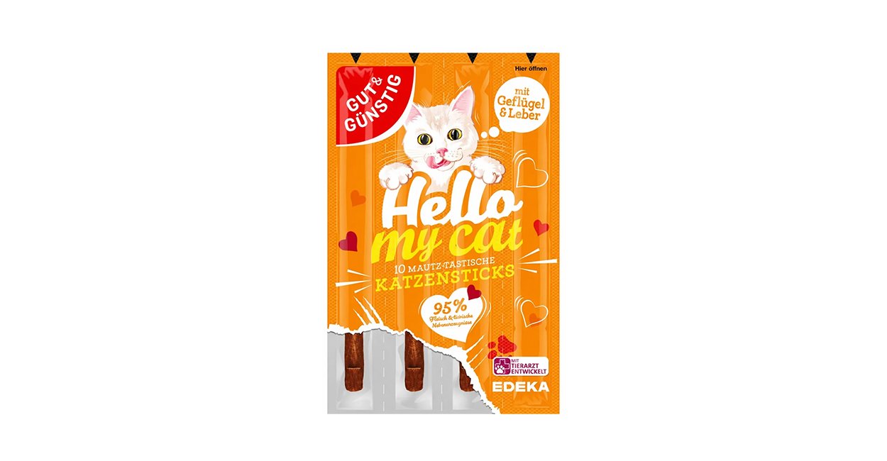 Hello My Cat – Quş əti və qaraciyər dadlı pişik mükafat çubuqları, 5 q.