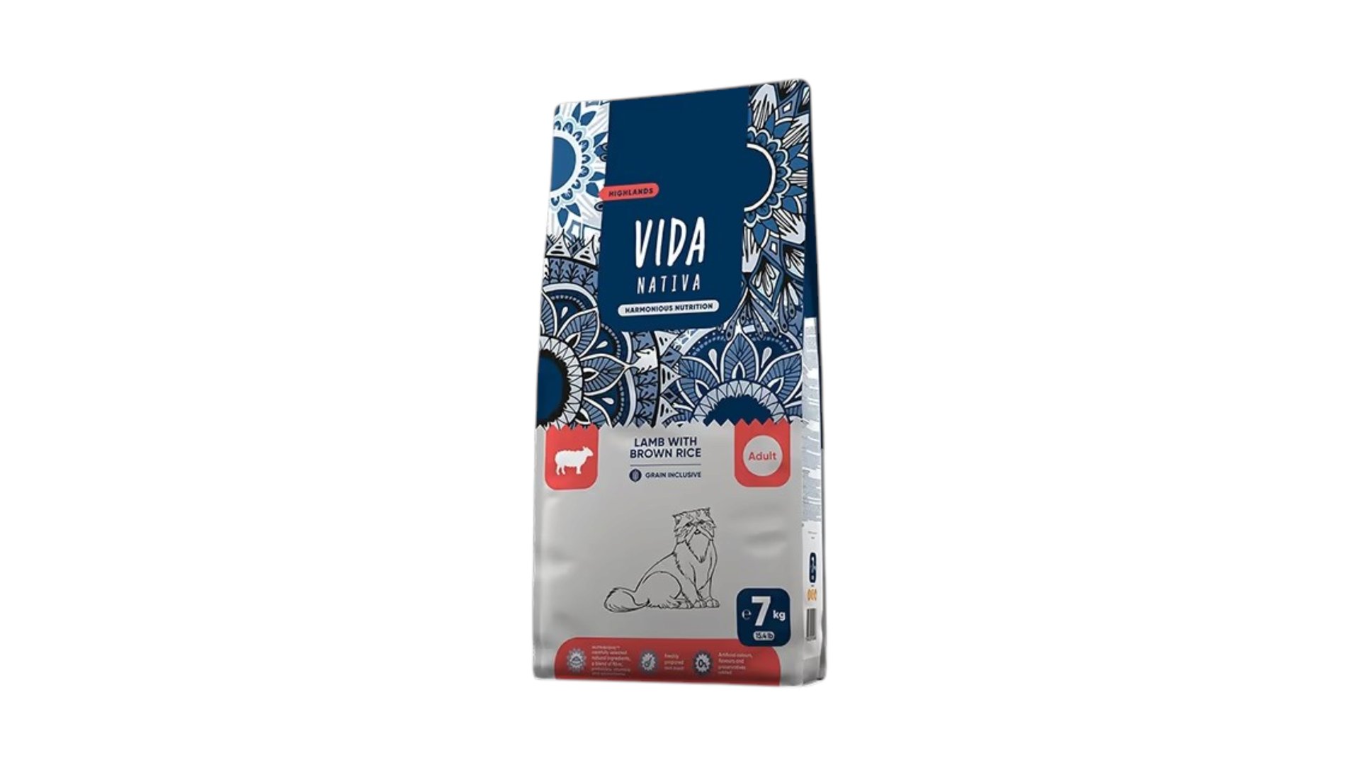 Vida Nativa – Pişiklər üçün Quzu əti və qəhvəyi düyü ilə tam quru yem 1kg