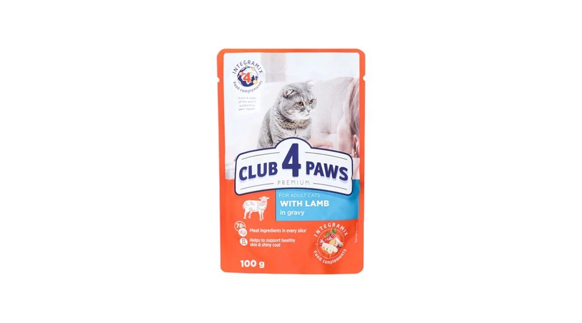 Club 4 Paws Yetkin Pişiklər üçün Quzu Əti ilə Nəm Yem 100qr
