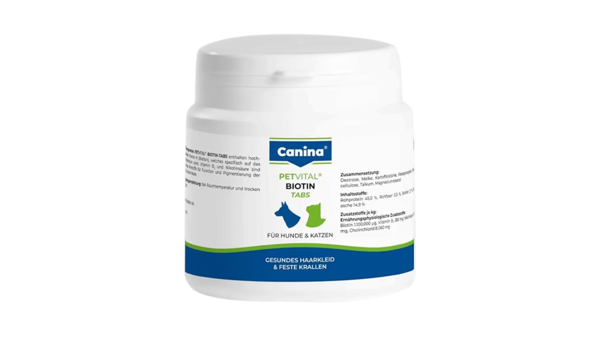 Canina Petvital Biotin-Tabs pişiklərin yun və dərisi üçün və itlər, 100 g, (50 tab.)