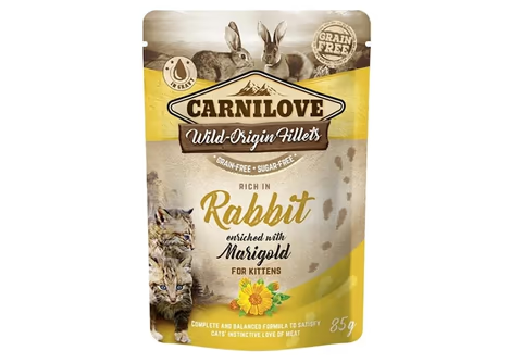 Carnilove Fillets dovşan və kalendula ilə pişik balaları üçün yaş yem, 85 qr