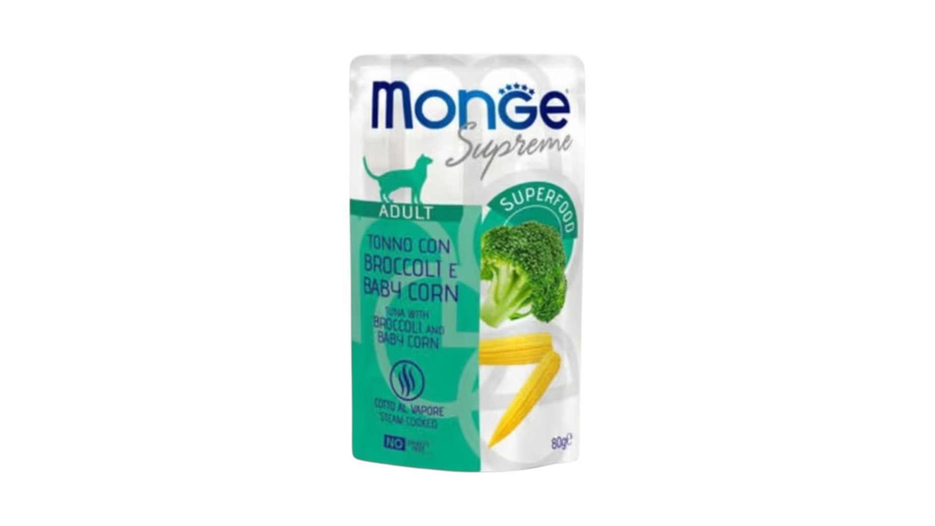 Monge Supreme Adult Cat Food with Tuna, Broccoli and Baby Corn 80g