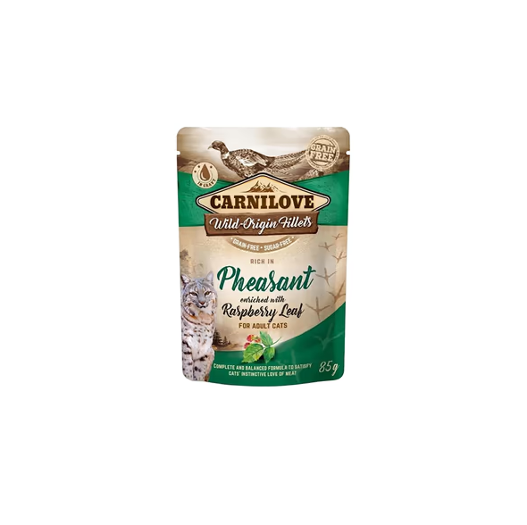 Carnilove Fillest Yetkin pişiklər üçün Qırqovul ətli və Moruq yarpaqlı 85qr