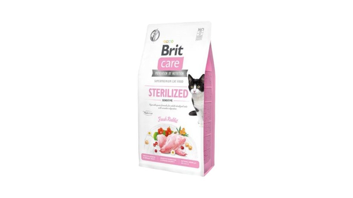 Brit Care Sterilised Dovşan əti ilə Pişiklər üçün Yem 1kg